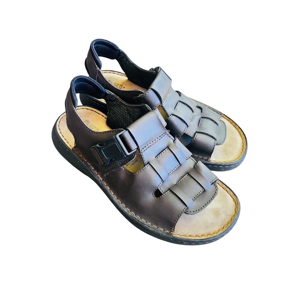 Faded Glory Mens Fisherman Sandals 11 Brown Buckle Strap Casual Y2K Style
